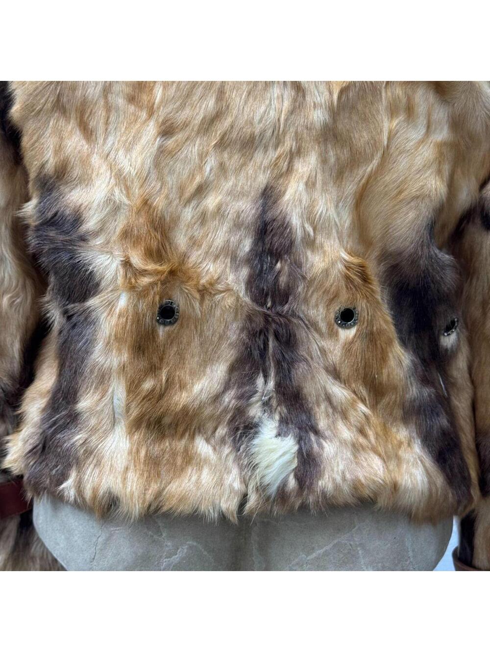 Vintage Y2K Brown Calfskin & Fox Fur Jacket - Picture 7 of 8